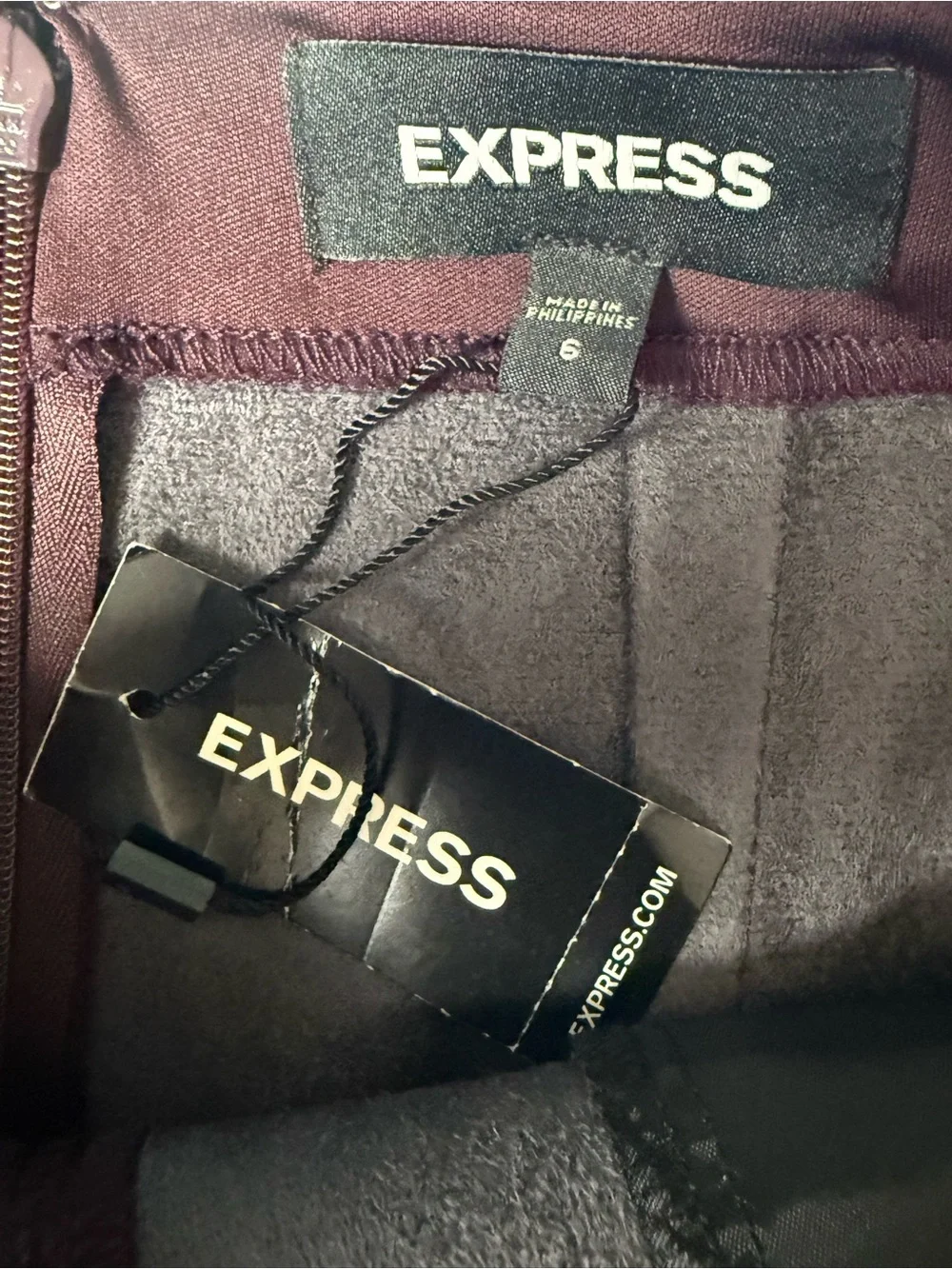 Express Womens Burgundy Faux Leather Pencil Skirt Midi High Waist Size 6 NWT